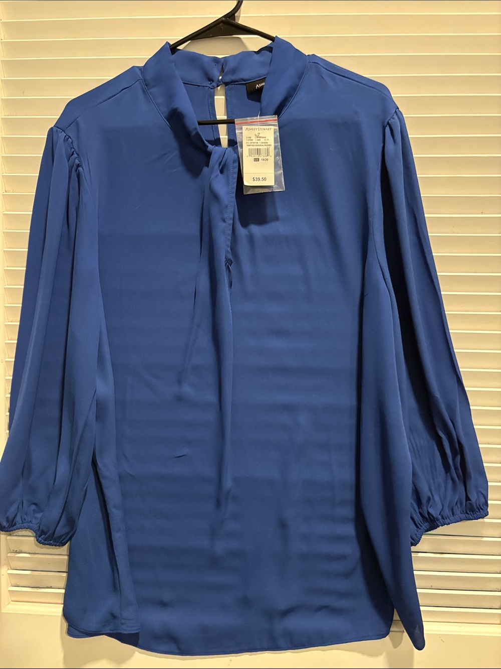 Ashley Stewart Royal Blue Tie-Front Blouse